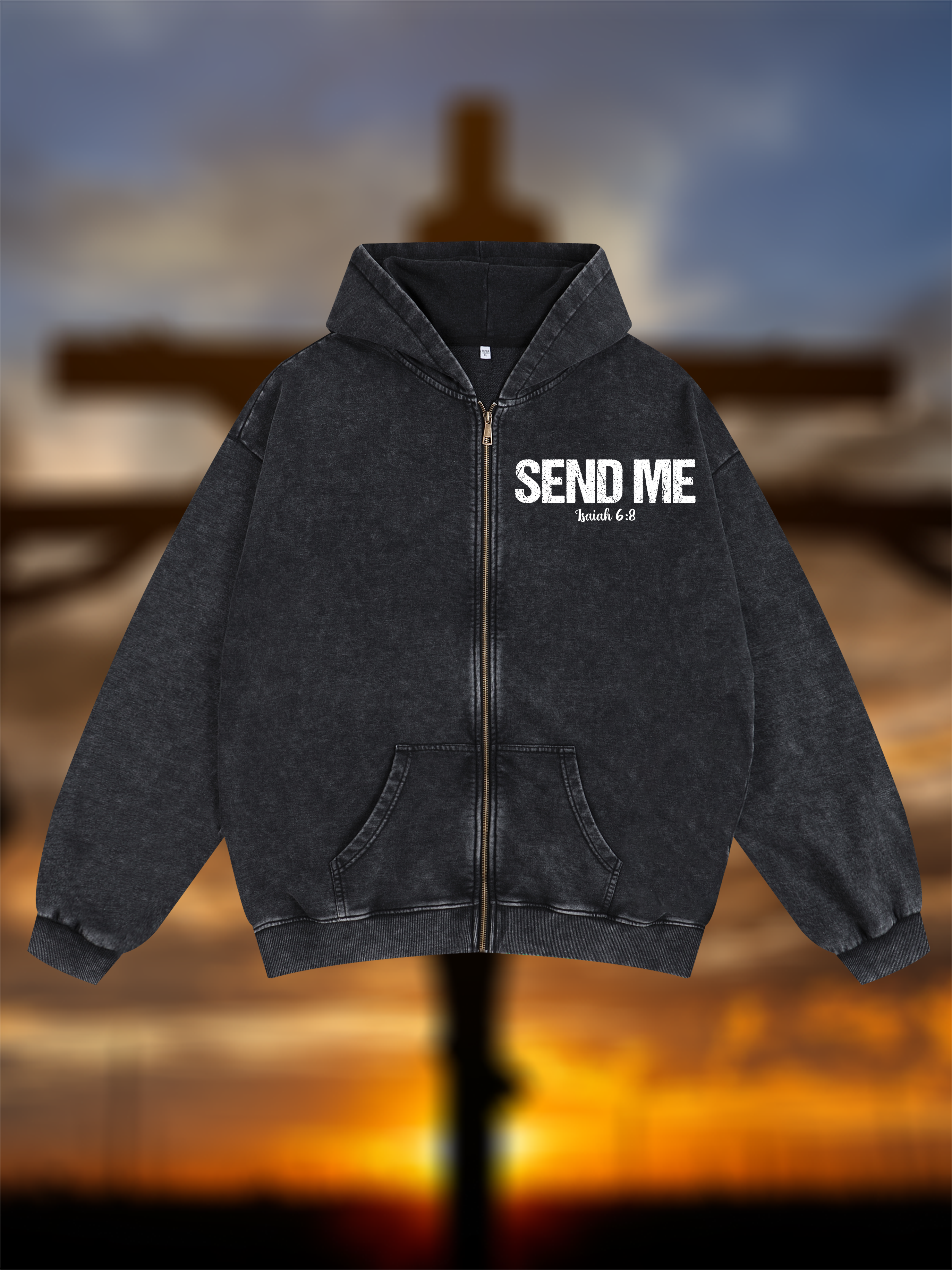Isaiah 6:8 - SEND ME Jesus God Christian Washed Zip-Up Hoodie