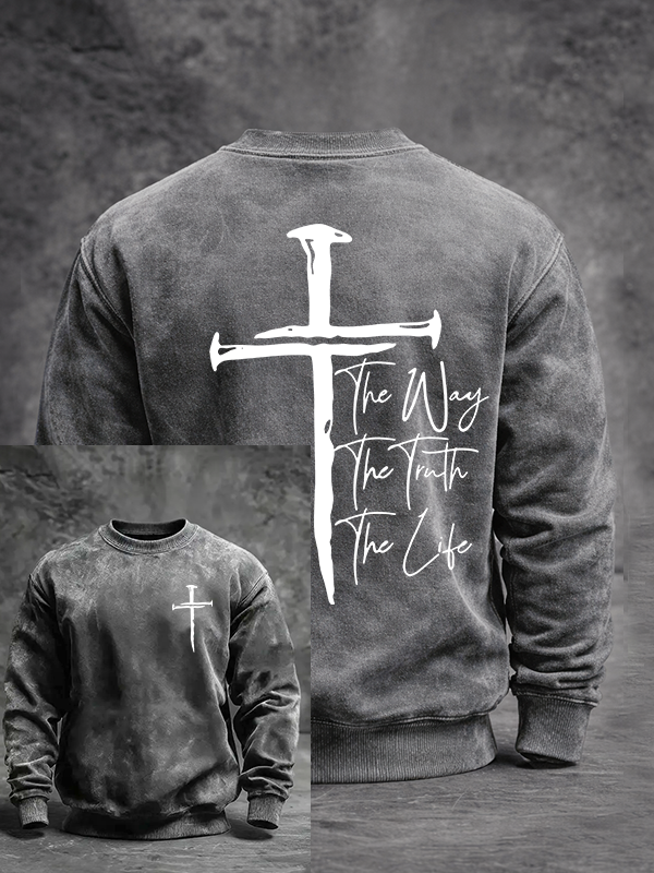 Jesus The Way The Truth The Life Jesus God Christian Washed Sweatshirt