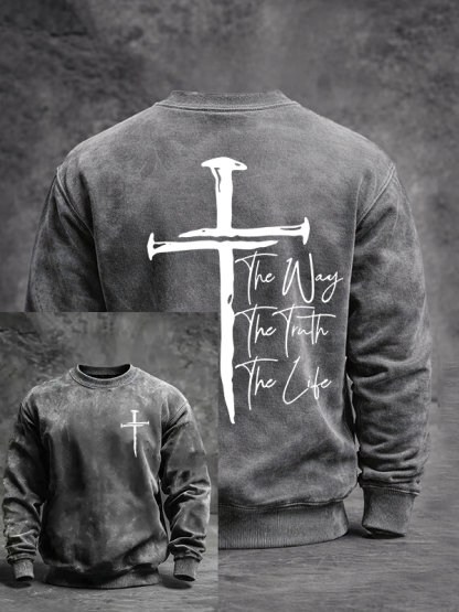 Jesus The Way The Truth The Life Jesus God Christian Washed Sweatshirt