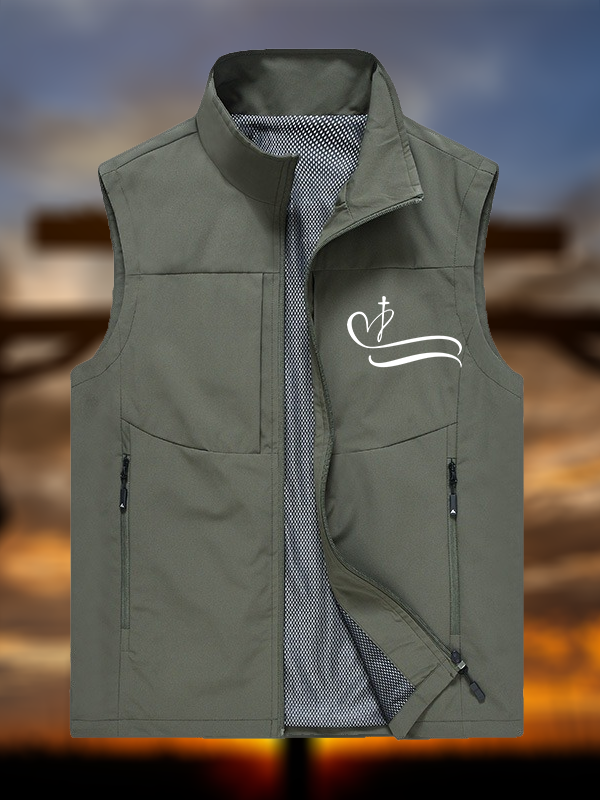 Heart Cross Jesus God Christian Outdoor Quick-dry Vest