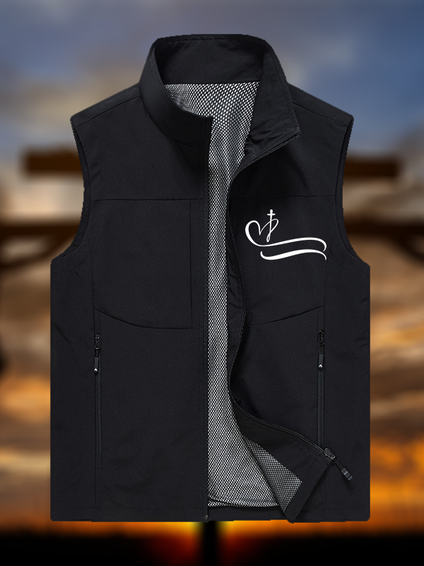 Heart Cross Jesus God Christian Outdoor Quick-dry Vest