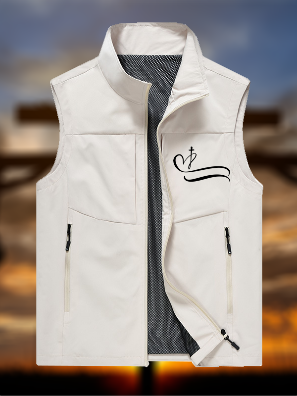 Heart Cross Jesus God Christian Outdoor Quick-dry Vest