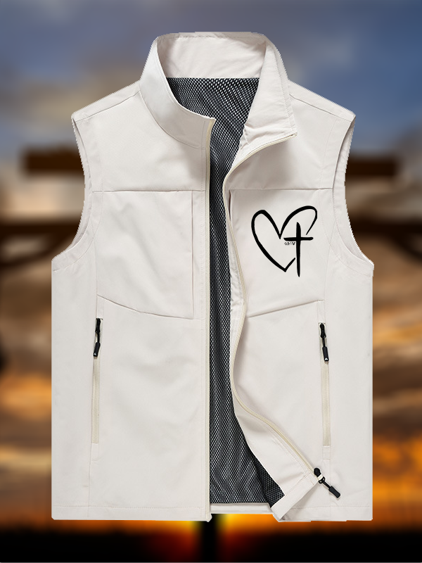 Cross Heart Jesus God Christian Outdoor Quick-dry Vest