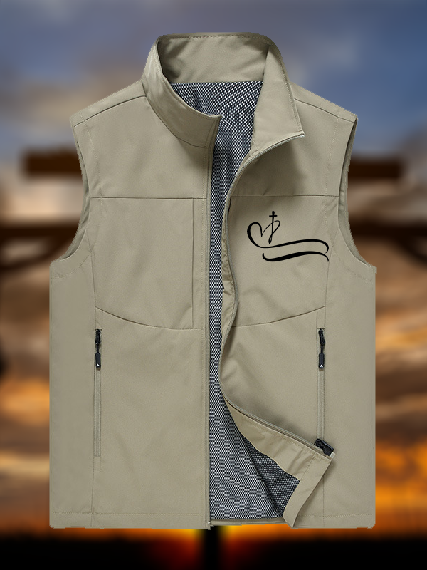Heart Cross Jesus God Christian Outdoor Quick-dry Vest