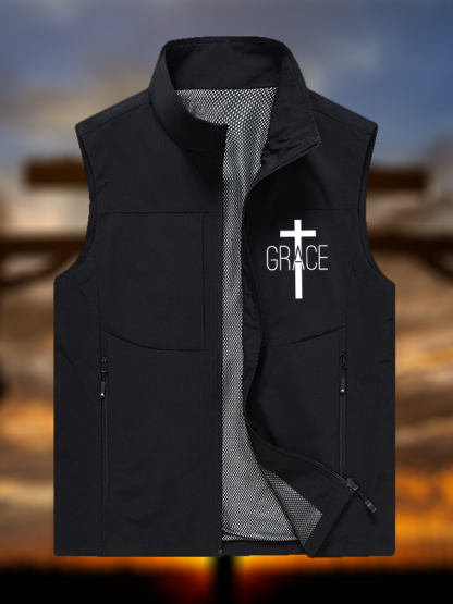 Grace Cross Jesus God Christian Outdoor Quick-dry Vest