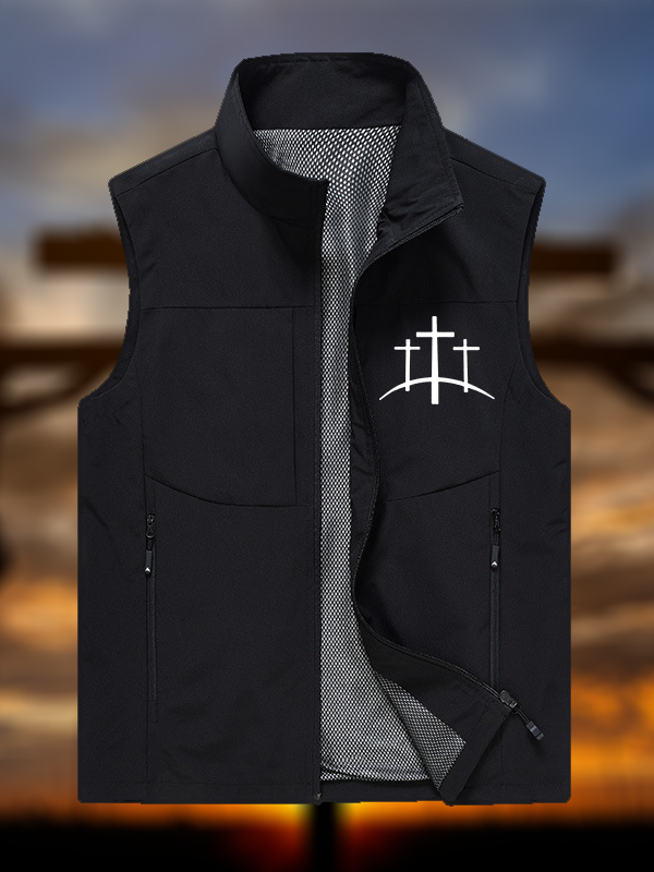 Cross Printed Jesus God Christian Outdoor Quick-dry Vest