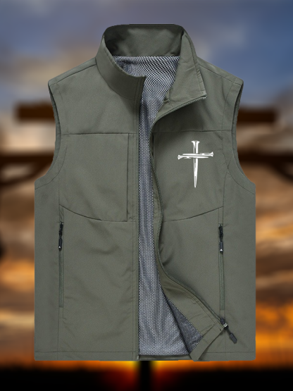 Cross Printed Outdoor Quick-dry Vest