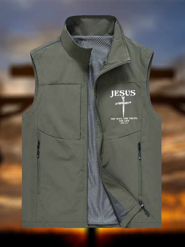 Jesus The Way The Truth The Life Jesus God Christian Outdoor Quick-dry Vest