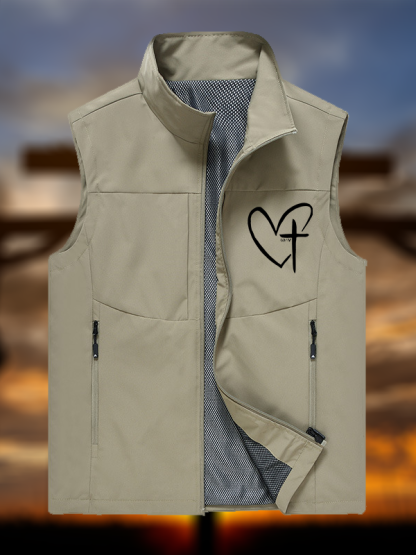 Cross Heart Jesus God Christian Outdoor Quick-dry Vest