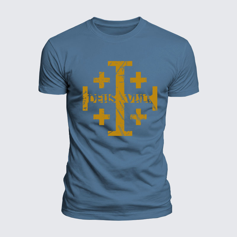 Luxe Mercerized Cotton Tee - Deus Vult + Jerusalem Cross