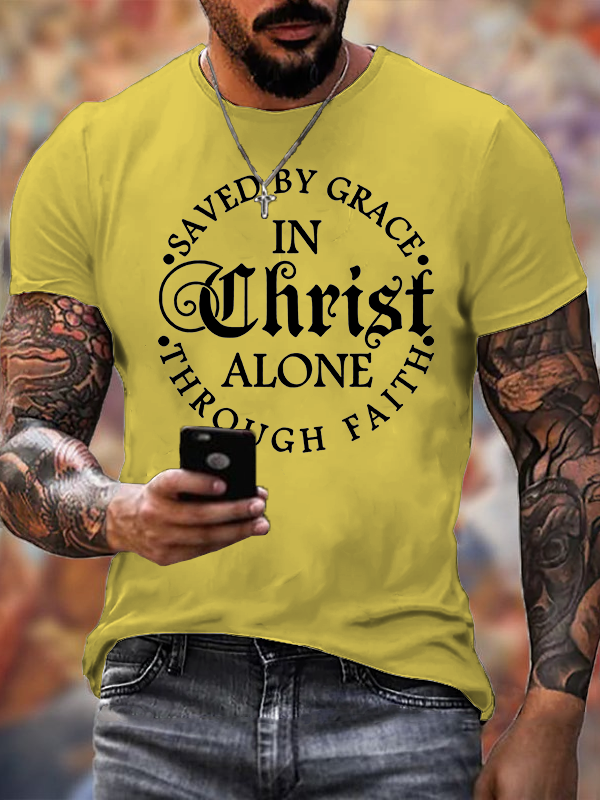 Saved By Grace  Jesus God Christian Cotton T-Shirt