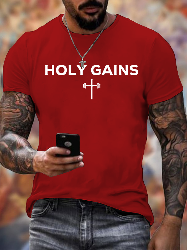 Holy Gains Jesus God Christian Cotton T-Shirt