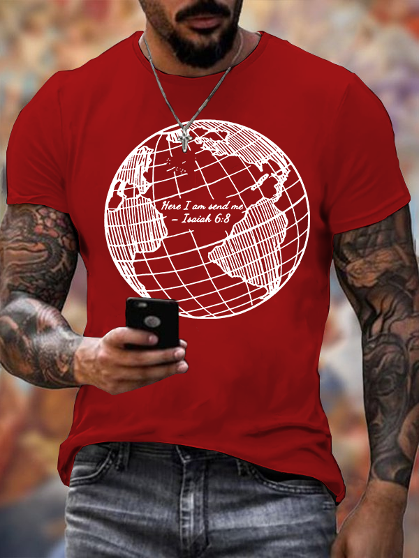 Here I Am Send Me Isaiah 6 ：8 Jesus God Christian Cotton T-Shirt