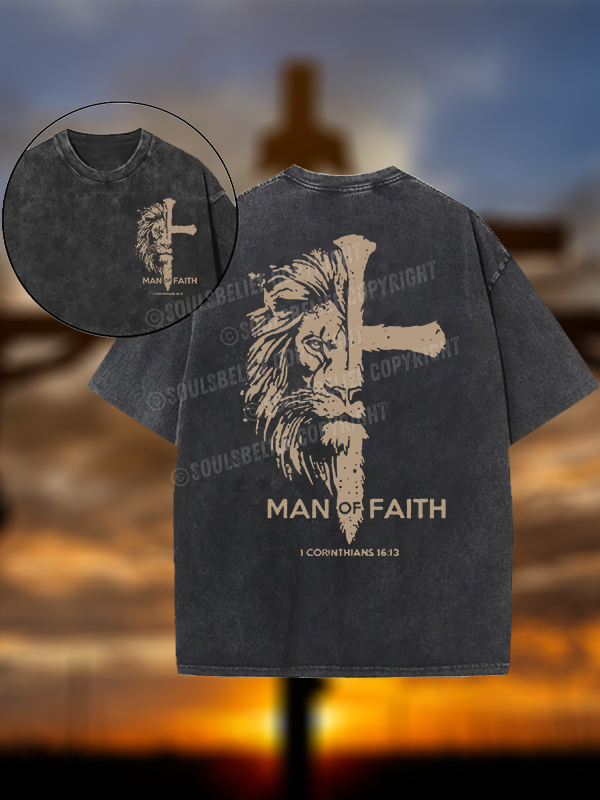 Man of Faith Christian Washed T-Shirt