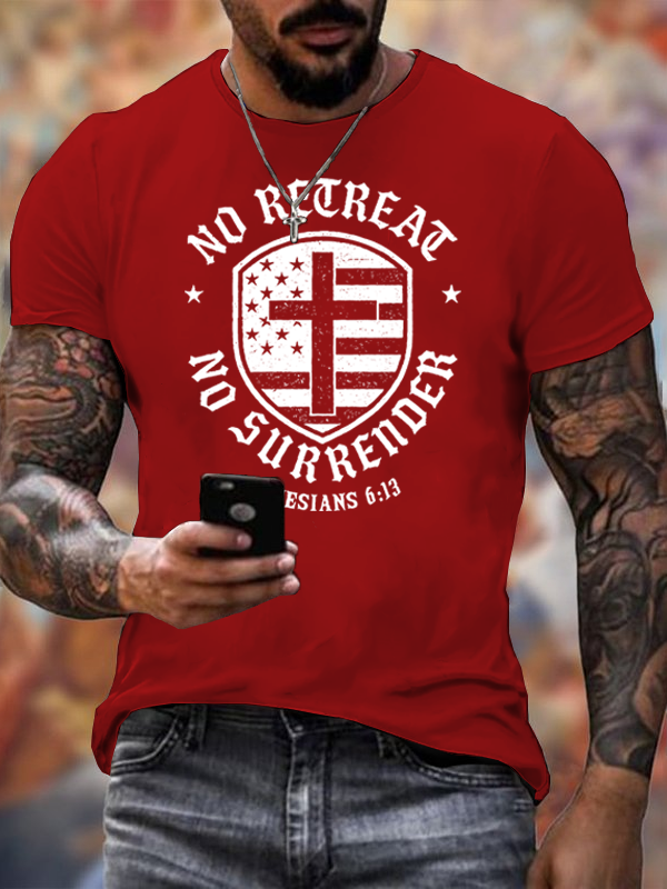 No Retreat Jesus God Christian Cotton T-Shirt