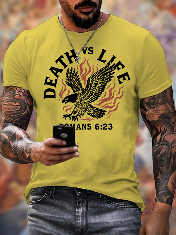 Death Vs Life Jesus God Christian Cotton T-Shirt