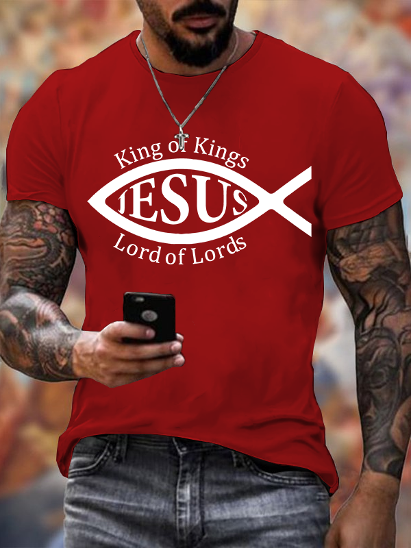 King of Kings Jesus is Lord of Lords Jesus God Christian Cotton T-Shirt