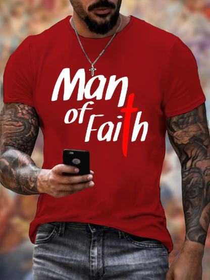 Man of Faith Jesus God Christian Cotton T-Shirt