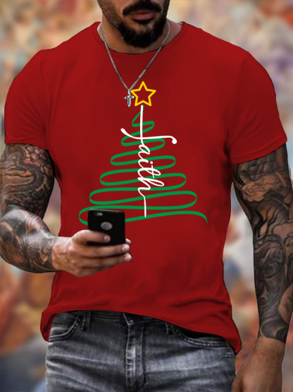 Christmas Cross Jesus God Christian Cotton T-Shirt