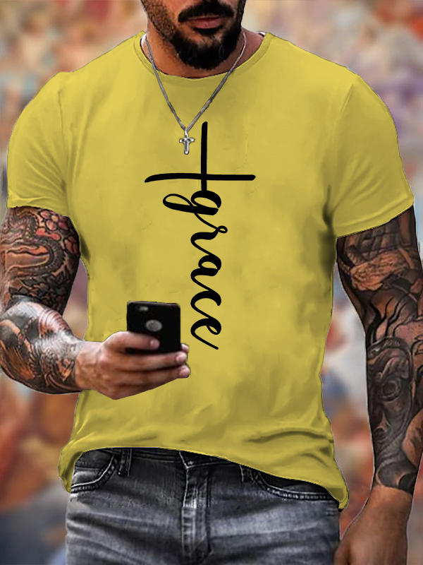 Grace Cross Jesus God Christian Cotton T-Shirt