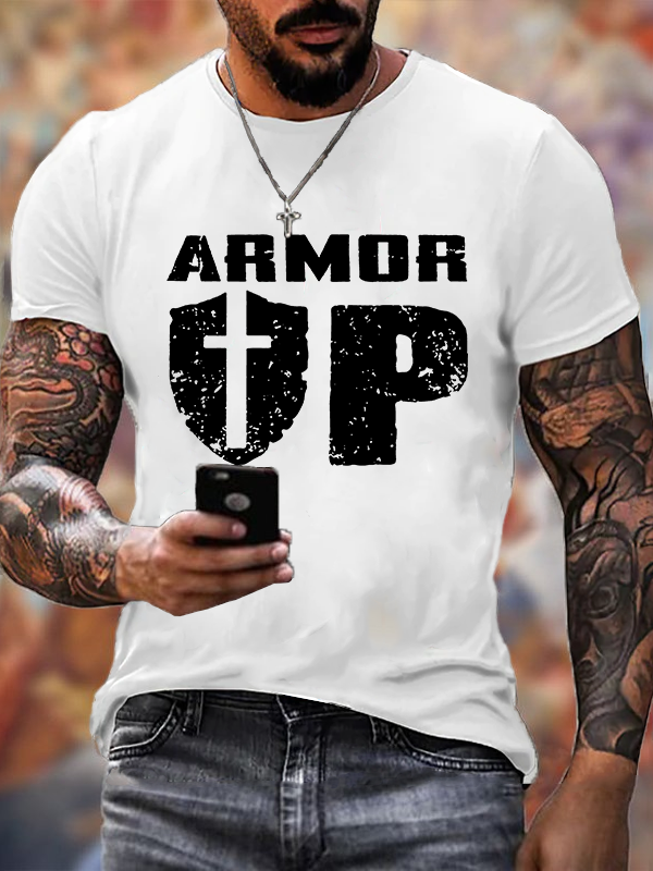 Armor Up  Cross  Jesus God Christian Cotton T-Shirt