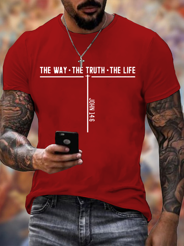 Jesus The Way Truth Life  Cross Jesus God Christian Cotton T-Shirt