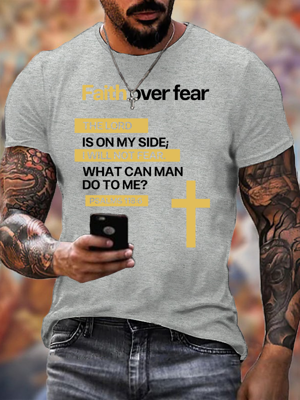 Faith Over Fear Jesus God Christian Cotton T-Shirt