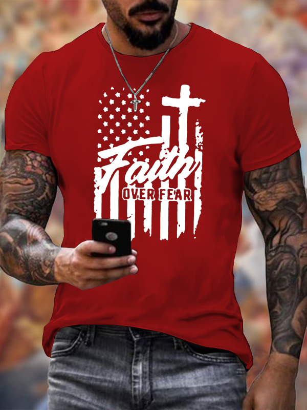 Faith Over Fear Jesus God Christian Cotton T-Shirt