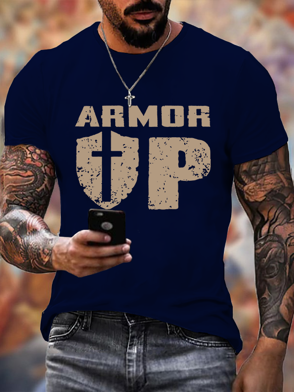 Armor Up  Cross  Jesus God Christian Cotton T-Shirt