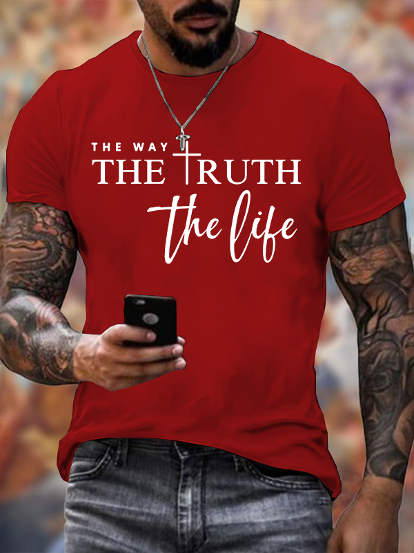 The Way The Truth The Life Jesus God Christian Cotton T-Shirt