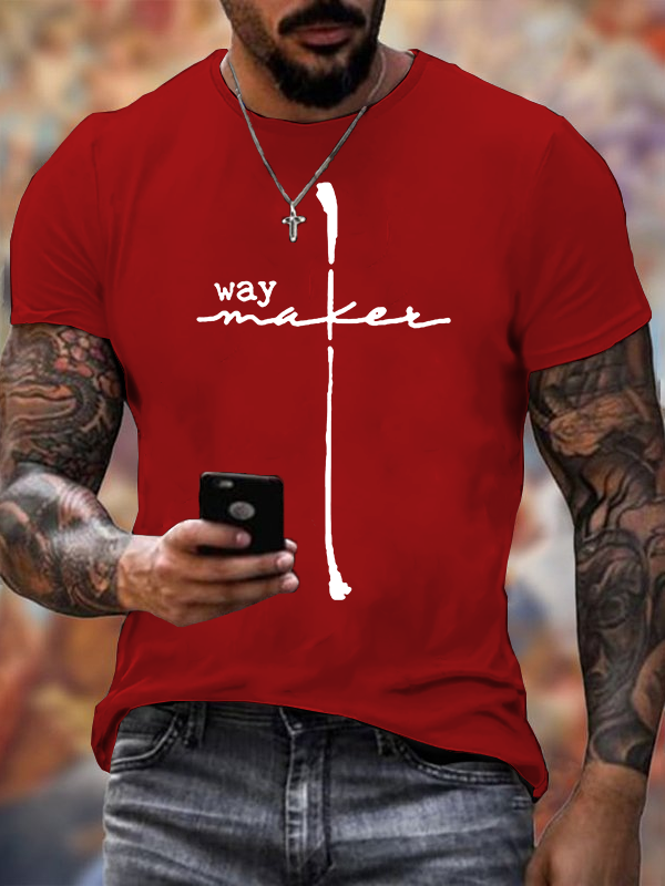 Waymaker Cross Jesus God Christian Cotton T-Shirt