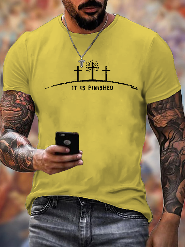 It Is Finished Cross  Jesus God Christian Cotton T-Shirt