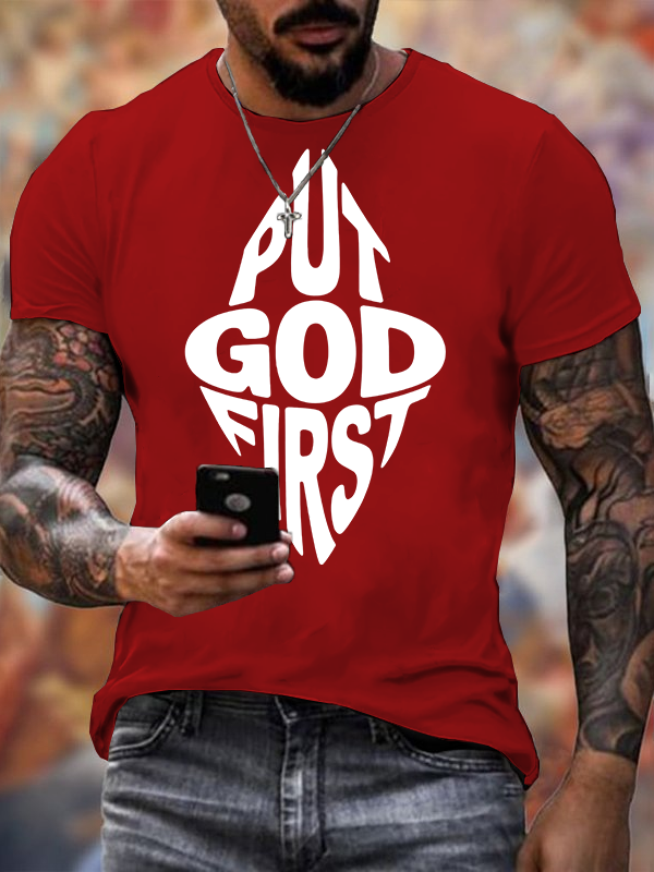Put God First  Jesus God Christian Cotton T-Shirt