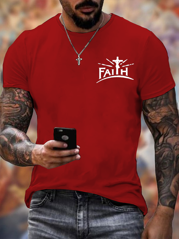 Faith Printed Jesus God Christian Cotton T-Shirt