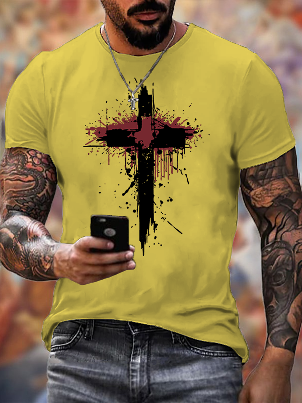 Sacred Cross Jesus God Christian Cotton T-Shirt