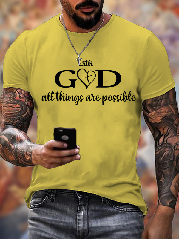 With God All Things Are Possible Jesus God Christian Cotton T-Shirt