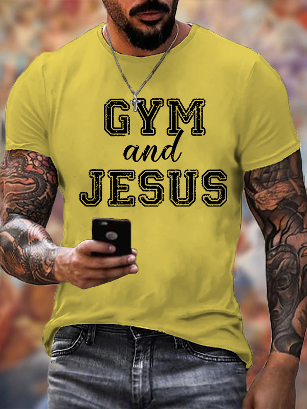 Gym and Jesus Jesus God Christian Cotton T-Shirt