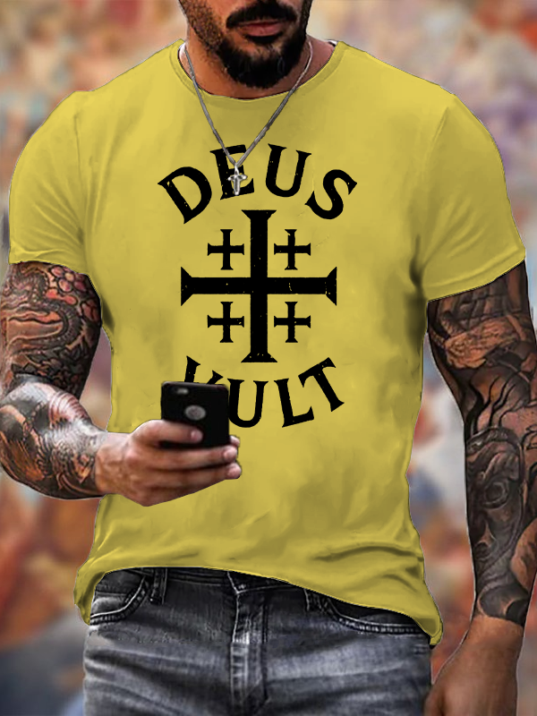 Deus Vult Jesus God Christian Cotton T-Shirt