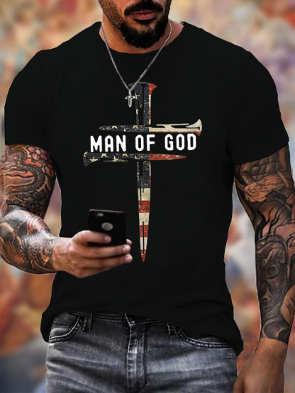 Man Of God Jesus God Christian Cotton T-Shirt