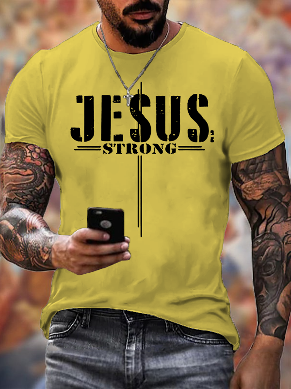 Jesus Strong Jesus God Christian Cotton T-Shirt