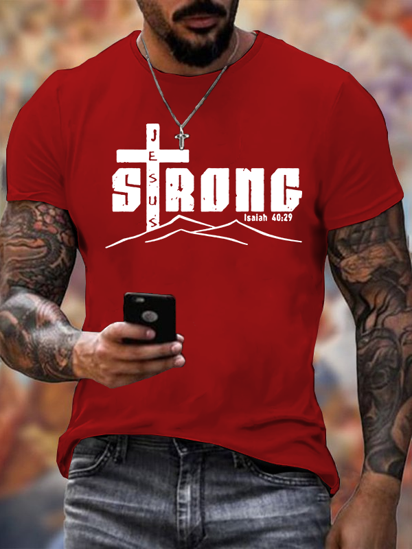 Jesus Strong Jesus God Christian Cotton T-Shirt