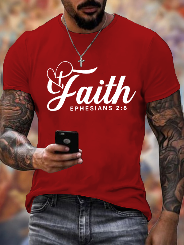 "Faith Ephesians 2:8"  Jesus God Christian Cotton T-Shirt
