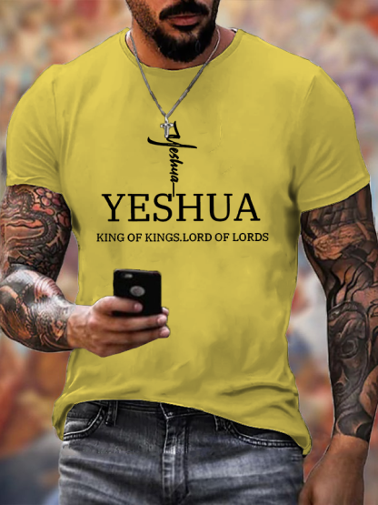 Yeshua King Of Kings Lord Of Lords Jesus God Christian Cotton T-Shirt