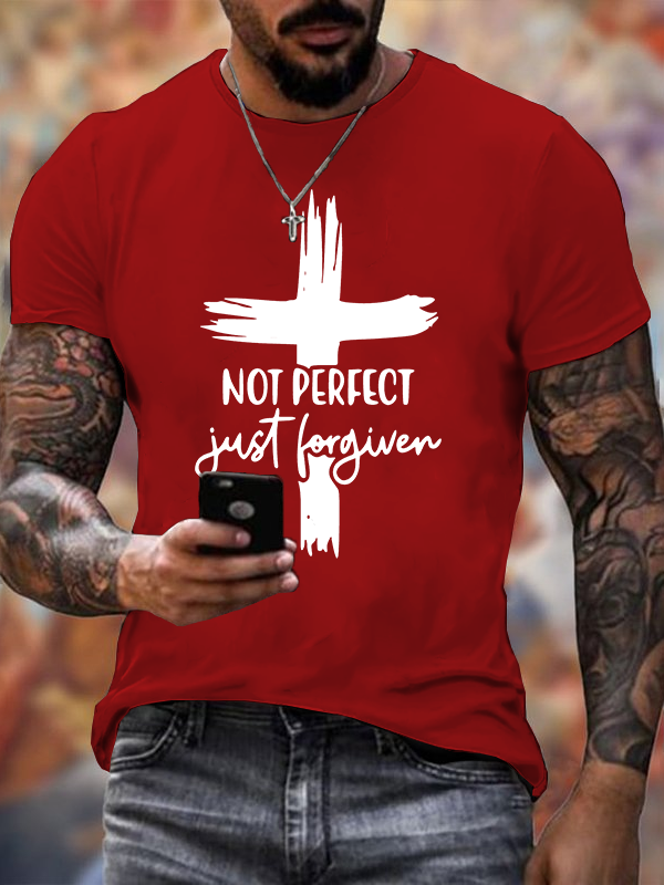 Not Perfect Just Forgiven Jesus God Christian Cotton T-Shirt