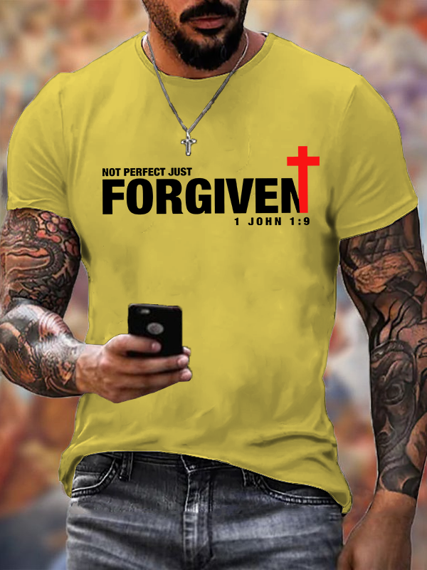 Not Perfect Just Foregiven Jesus God Christian Cotton T-Shirt