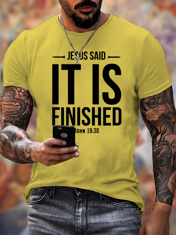 It Is Finished Jesus God Christian Cotton T-Shirt
