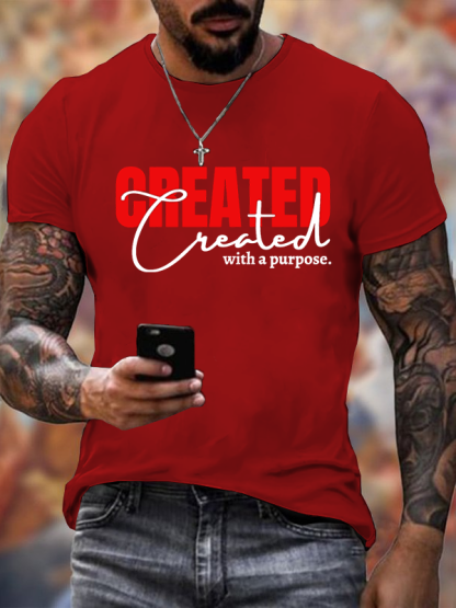 [Created With A Purpose Jesus God Christian Cotton T-Shirt