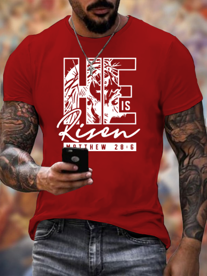 He Is Risen Jesus God Christian Cotton T-Shirt