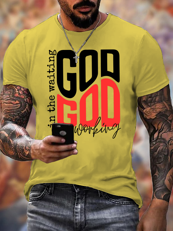 In The Waiting God Is Working Jesus God Christian Cotton T-Shirt