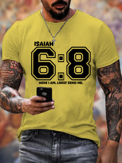 Here I am Lord Send Me Isaiah 6:8 Jesus God Christian Cotton T-Shirt